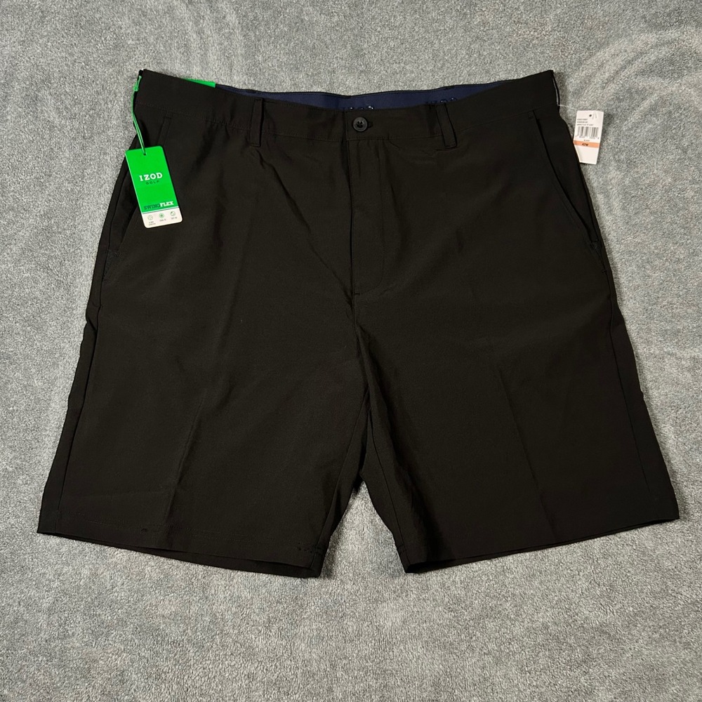IZOD Golf Shorts Swing Flex Straight Fit Black Mens 42W IZAGC10001 NWT